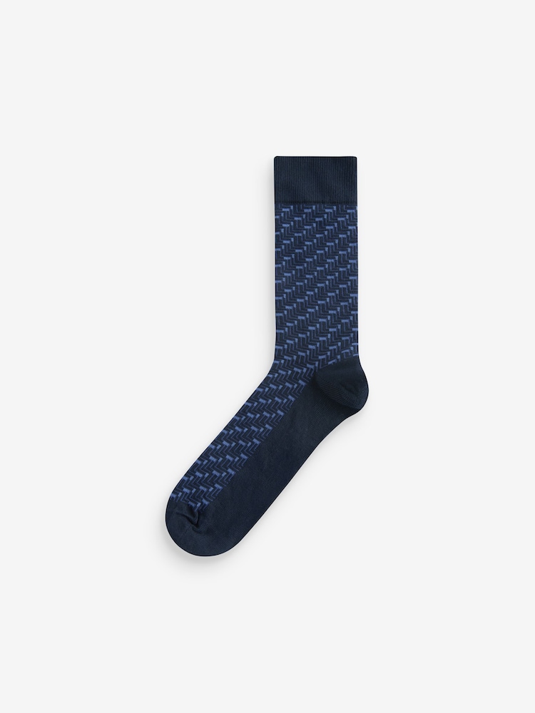 Mixed Blue Pattern Smart Socks 5 Pack - Image 3 of 6