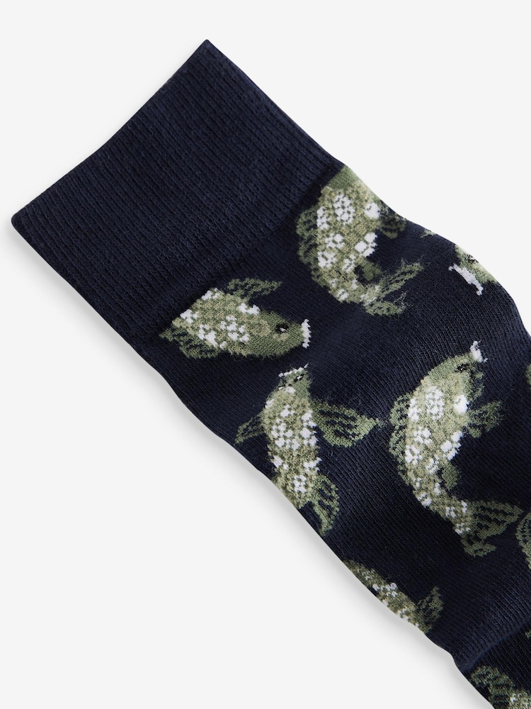 Blue/Green Japanese Fun Pattern Socks 5 Pack - Image 7 of 7