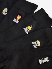 Black Father's Day Cheese Fun Embroidered Socks 5 Pack - Image 1 of 2