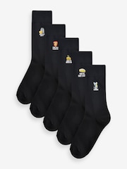 Black Father's Day Cheese Fun Embroidered Socks 5 Pack - Image 2 of 2
