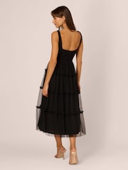 Adrianna by Adrianna Papell Knit And Mesh Black Dress - Image 2 of 7