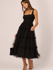 Adrianna by Adrianna Papell Knit And Mesh Black Dress - Image 3 of 7