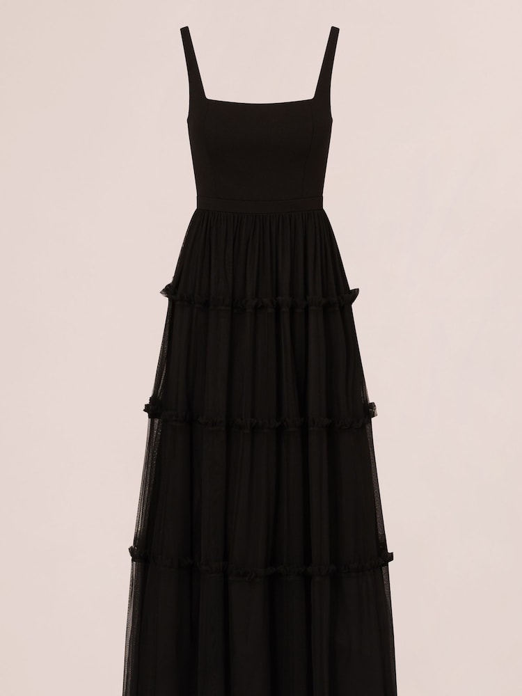 Adrianna by Adrianna Papell Knit And Mesh Black Dress - Image 6 of 7