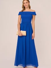 Adrianna Papell Blue Crepe Chiffon Gown - Image 3 of 7