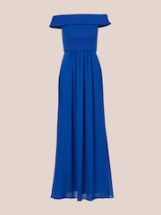Adrianna Papell Blue Crepe Chiffon Gown - Image 6 of 7