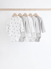 Grau/weiß - Baby-Bodys mit Bärenmotiven im 5er-Pack - Bild 1 von 13