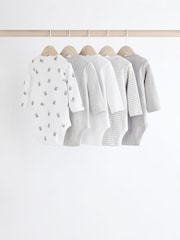 Grau/weiß - Baby-Bodys mit Bärenmotiven im 5er-Pack - Bild 2 von 13