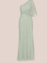 Adrianna Papell Green Long Beaded Dress - Image 9 of 15