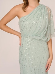 Adrianna Papell Green Long Beaded Dress - Image 14 of 15