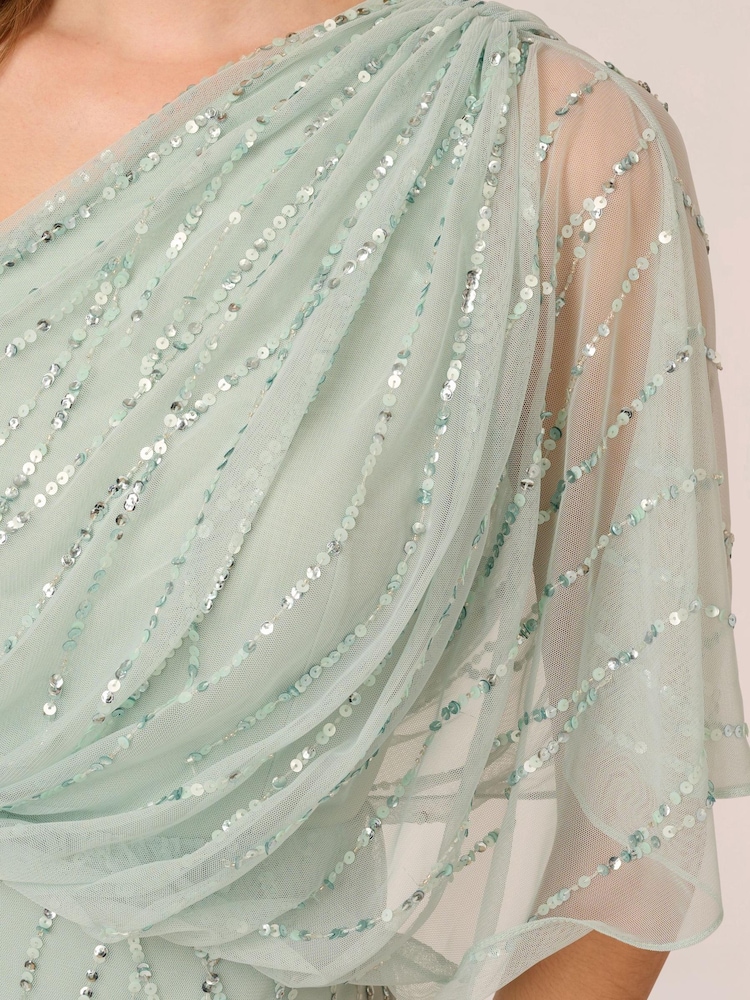 Adrianna Papell Green Long Beaded Dress - Image 15 of 15