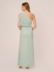 Adrianna Papell Green Long Beaded Dress - Image 1 of 15