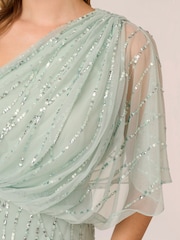 Adrianna Papell Green Long Beaded Dress - Image 4 of 15