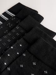 Black/Light Grey Pattern Smart Socks 5 Pack - Image 8 of 9