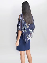 Gina Bacconi Blue Gaby Floral Printed Asymmetric Dress - Image 2 of 5