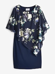 Gina Bacconi Blue Gaby Floral Printed Asymmetric Dress - Image 5 of 5