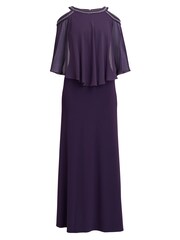 Gina Bacconi Purple Audrey Cold Shoulder Popover Gown With Beaded Neckline - Image 5 of 6