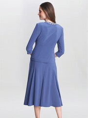 Gina Bacconi Blue Delores Jersey Midi A-Line Jacket Dress - Image 2 of 7