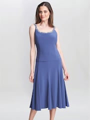 Gina Bacconi Blue Delores Jersey Midi A-Line Jacket Dress - Image 4 of 7