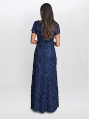 Gina Bacconi Blue Nancy Dress With Rosette Sequin Detail - Image 2 of 5