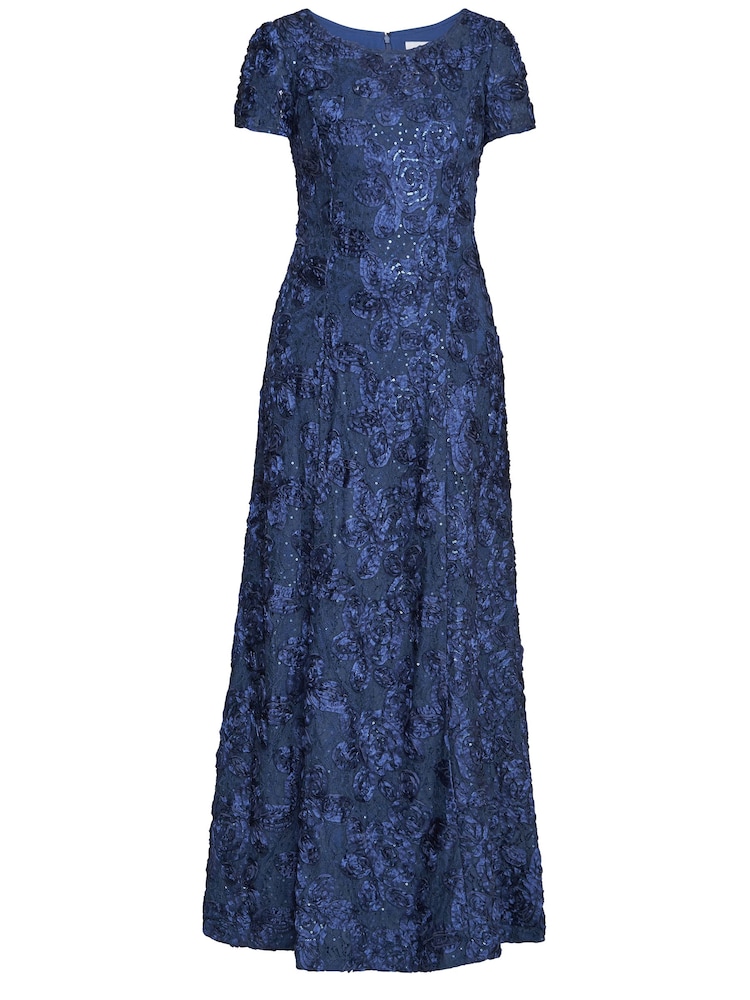 Gina Bacconi Blue Nancy Dress With Rosette Sequin Detail - Image 5 of 5