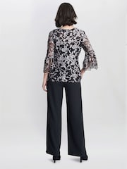 Gina Bacconi Brianna Embroidered Black Blouse - Image 2 of 5