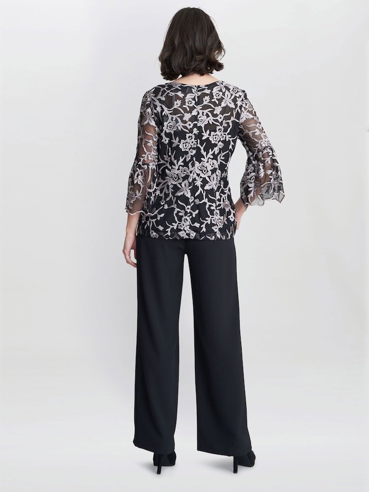 Gina Bacconi Brianna Embroidered Black Blouse - Image 2 of 5