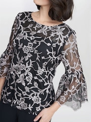 Gina Bacconi Brianna Embroidered Black Blouse - Image 4 of 5