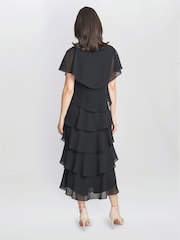 Gina Bacconi Rebecca Midi Tiered Dress With Shoulder Trim - Image 2 of 5