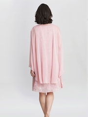 Gina Bacconi Kleid mit Folien-Blumenmuster und Chiffon-Cape, Rosa - Bild 2 von 6