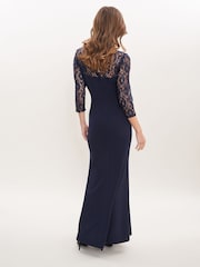 Gina Bacconi Blue Una Maxi Dress With Lace Sleeves - Image 2 of 5