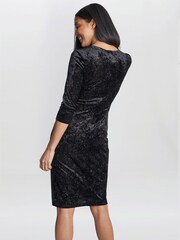 Gina Bacconi Shannon Velvet Wrap Knot Black Dress - Image 2 of 5