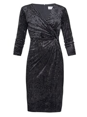 Gina Bacconi Shannon Velvet Wrap Knot Black Dress - Image 5 of 5