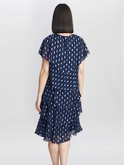 Gina Bacconi Blue Sybil Foil Print Tier Dress - Image 2 of 5