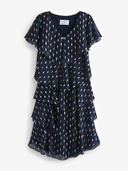 Gina Bacconi Blue Sybil Foil Print Tier Dress - Image 5 of 5
