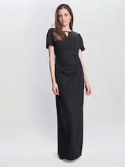 Gina Bacconi Betsy Maxi Black Dress With Keyhole Neck - Image 1 of 6