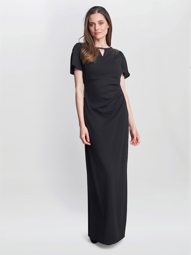 Gina Bacconi Betsy Maxi Black Dress With Keyhole Neck - Image 1 of 6