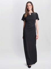 Gina Bacconi Betsy Maxi Black Dress With Keyhole Neck - Image 3 of 6