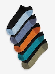 Black Bright 5 Pack Cushioned Trainers Socks - Image 1 of 7