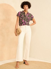 Love & Roses Khaki Green Roll Sleeve Utility Shirt - Image 4 of 4