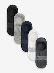 Grey/Black/White 5 Pack Invisible Trainers Socks - Image 1 of 7
