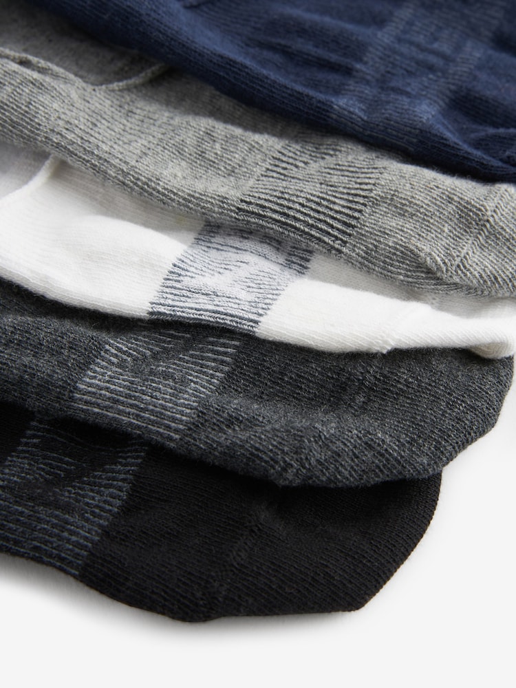 Grey/Black/White 5 Pack Invisible Trainers Socks - Image 7 of 7