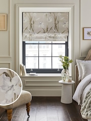 Natural Ready Made Blackout Roman Blind Lily Floral - Image 1 of 7