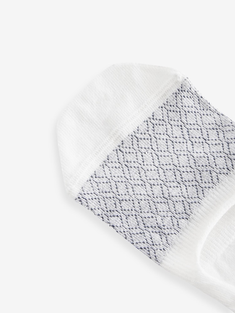 White/Black/Grey Texture 5 Pack Invisible Trainers Socks - Image 7 of 7
