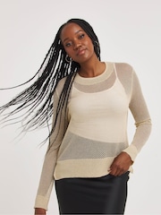Simply Be Cream Hole Knit Jumper - Image 1 of 4