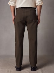 Khaki Green Straight Fit Textured Smart Chinos with Stretch - Image 3 of 6