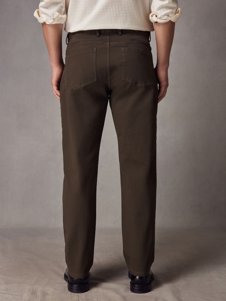 Khakigrün - Gerade geschnittene, strukturierte Smart-Chinohose mit Stretch - Bild 2 von 5 Khakigrün - Gerade geschnittene, strukturierte Smart-Chinohose mit Stretch - Bild 2 von 5