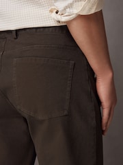 Khaki Green Straight Fit Textured Smart Chinos with Stretch - Image 4 of 6