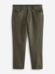 Khaki Green Straight Fit Textured Smart Chinos with Stretch - Image 5 of 6