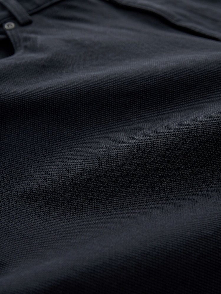 Navy Blue Straight Fit Textured Smart Chinos with Stretch - Image 9 of 9