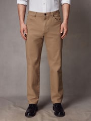 Stone Straight Fit Textured Smart Chinos with Stretch - Image 1 of 9